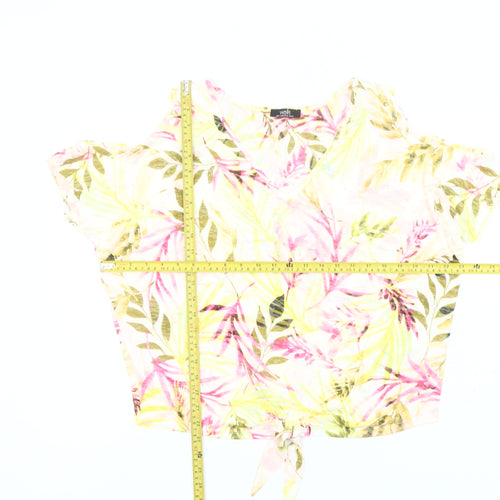 Wallis Womens Multicoloured Floral Cold Shoulder Cropped Blouse UK S