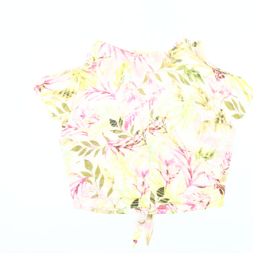 Wallis Womens Multicoloured Floral Cold Shoulder Cropped Blouse UK S