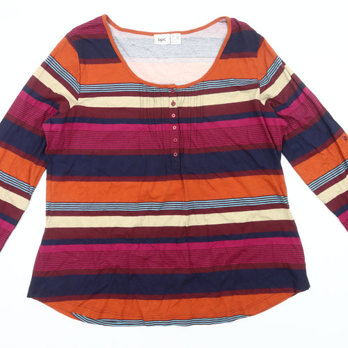 bpc Bonprix Women’s Multicoloured Striped Cotton Long Sleeve T-Shirt XL