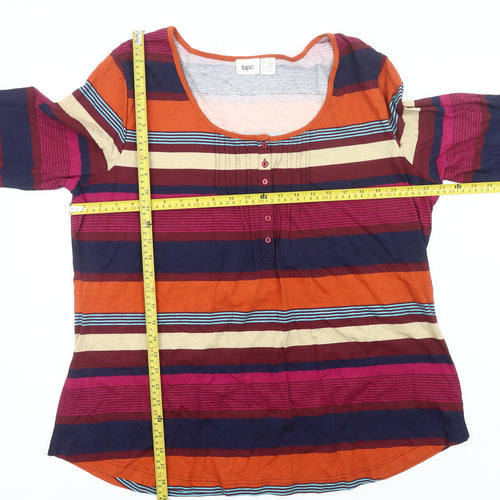 bpc Bonprix Women’s Multicoloured Striped Cotton Long Sleeve T-Shirt XL