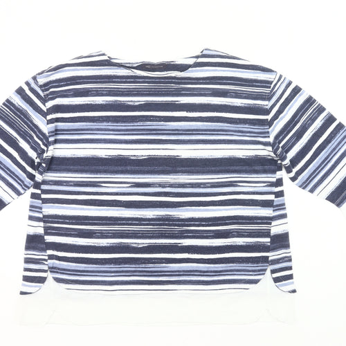 Marks and Spencer Womens Blue Striped T-Shirt UK 18 3/4 Sleeve