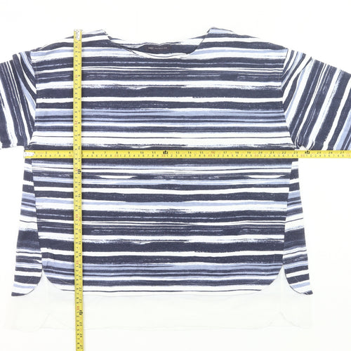 Marks and Spencer Womens Blue Striped T-Shirt UK 18 3/4 Sleeve