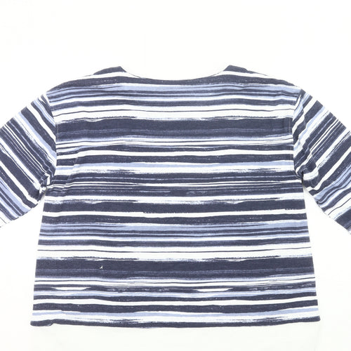 Marks and Spencer Womens Blue Striped T-Shirt UK 18 3/4 Sleeve