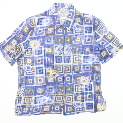 Eclat Women’s Multicoloured Geometric Floral Blouse Size 14