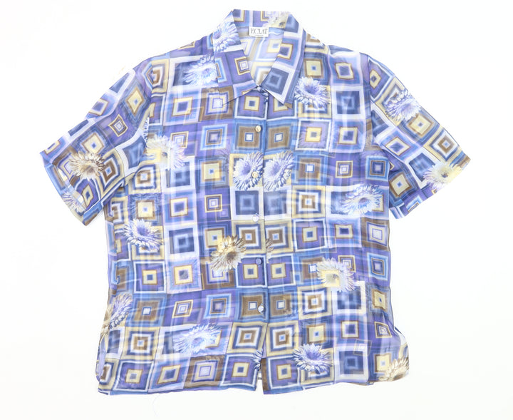 Eclat Women’s Multicoloured Geometric Floral Blouse Size 14