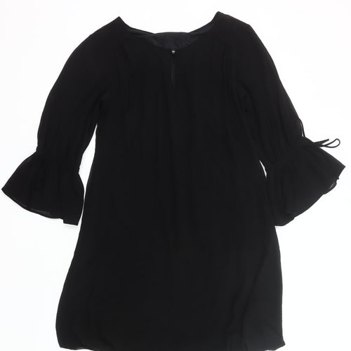 Zara Basic Women Black M Shift Dress 3/4 Bell Sleeve