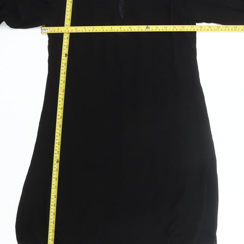 Zara Basic Women Black M Shift Dress 3/4 Bell Sleeve