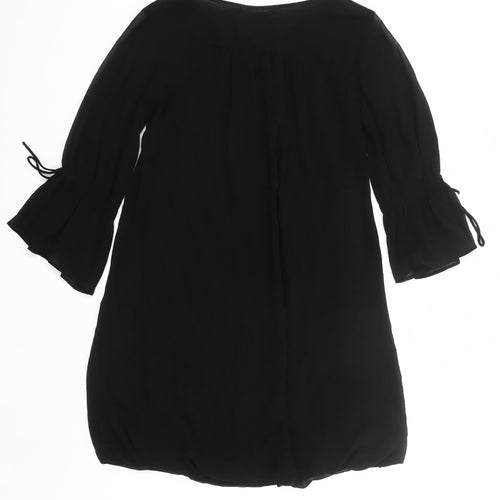 Zara Basic Women Black M Shift Dress 3/4 Bell Sleeve