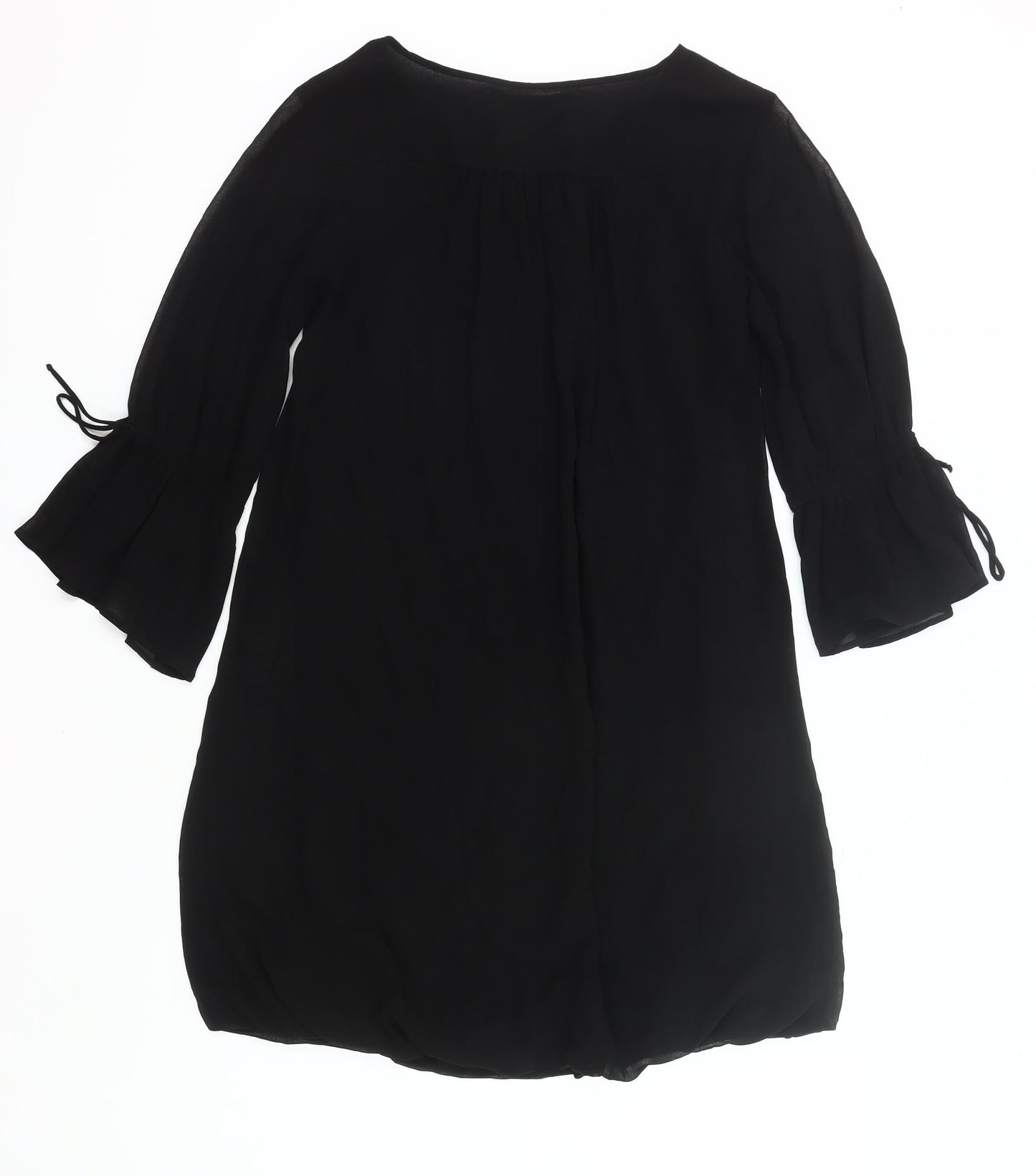 Zara Basic Women Black M Shift Dress 3/4 Bell Sleeve
