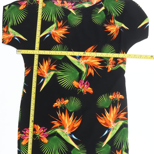 Next Women’s Black Tropical Floral Shift Dress Size M Summer Casual