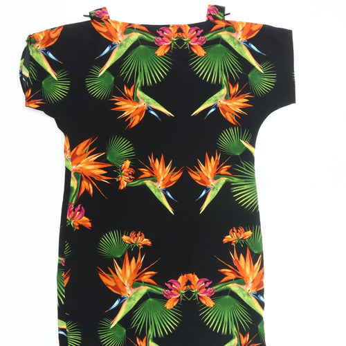 Next Women’s Black Tropical Floral Shift Dress Size M Summer Casual