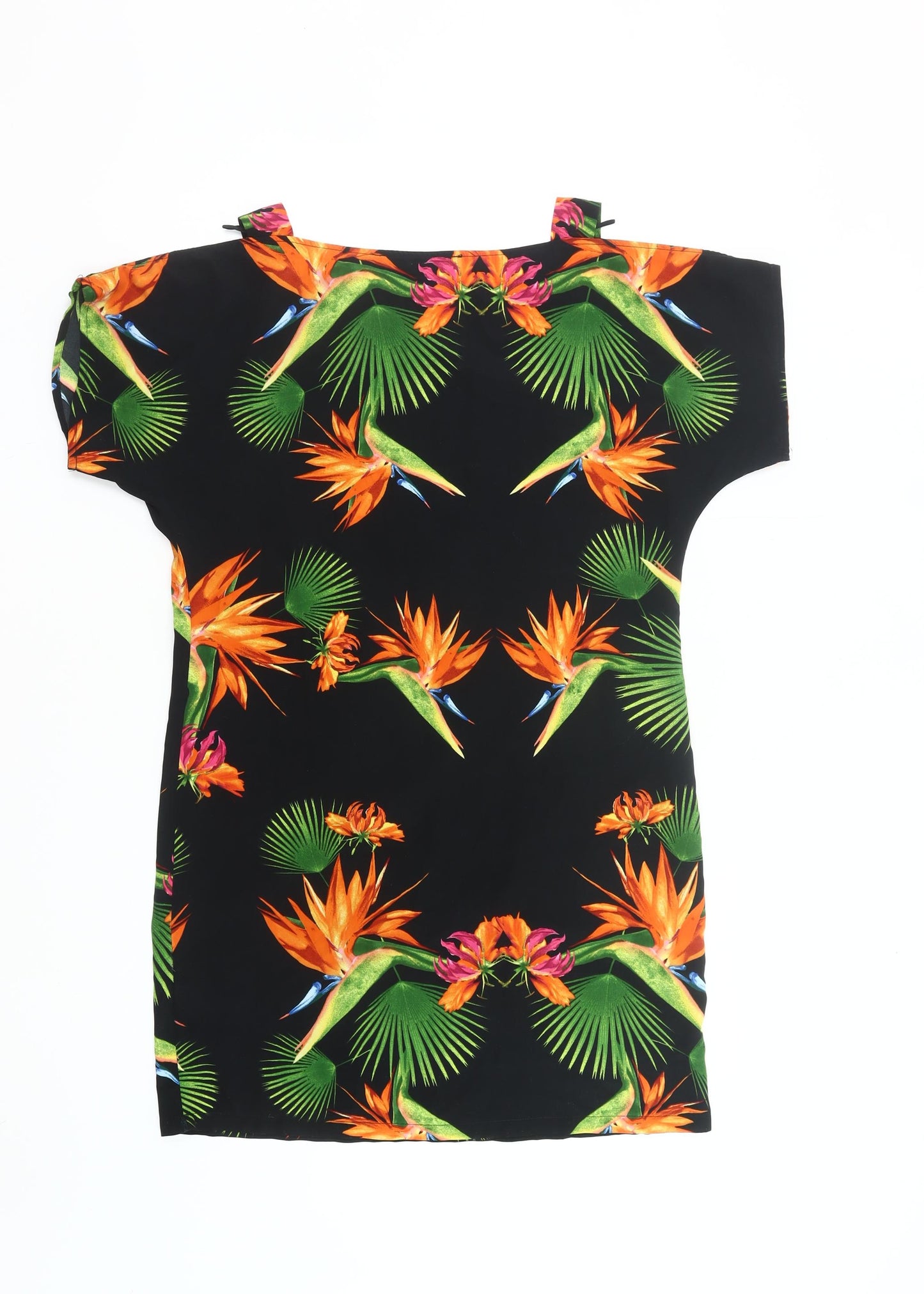Next Women’s Black Tropical Floral Shift Dress Size M Summer Casual