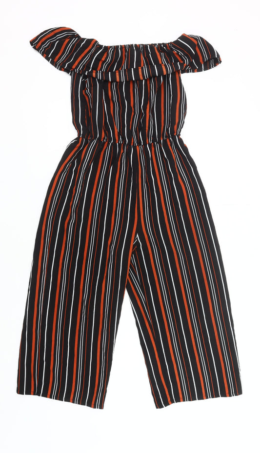 New Look Girls Black Striped Off Shoulder Jumpsuit Age 14 Years