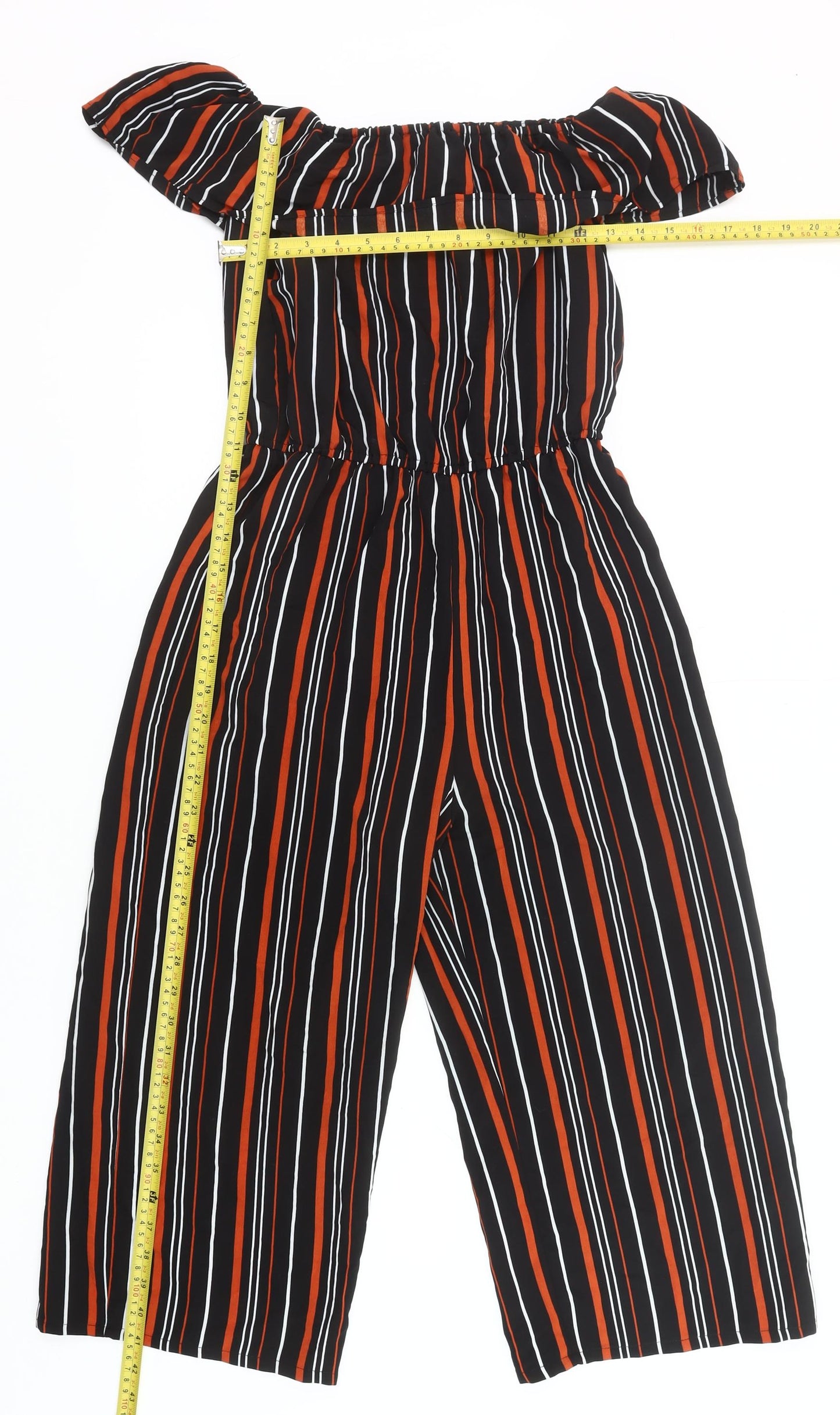 New Look Girls Black Striped Off Shoulder Jumpsuit Age 14 Years
