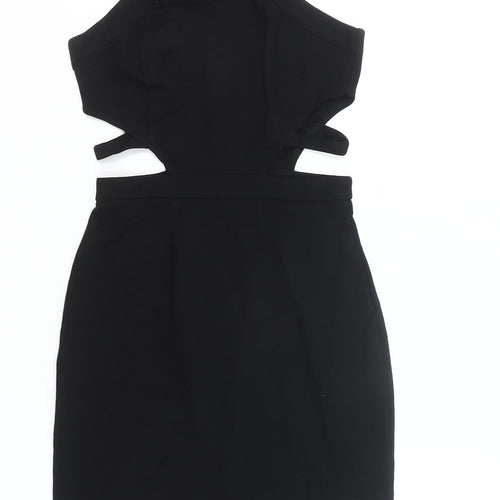 Hearts & Bows Womens Black Size 6 Bodycon Mini Cut Out Halter Dress