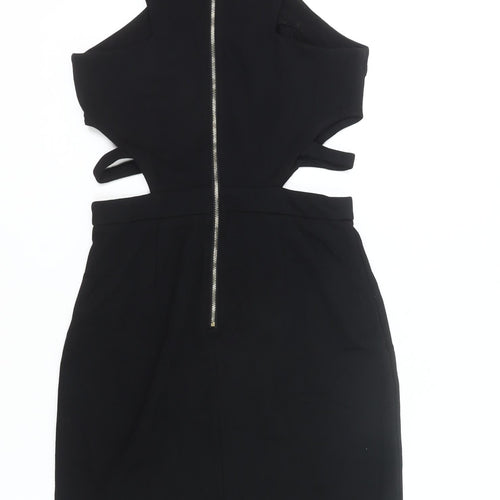 Hearts & Bows Womens Black Size 6 Bodycon Mini Cut Out Halter Dress