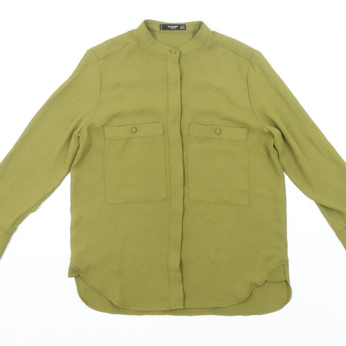 Mango Womens Green XS Button-Up Shirt Long Sleeve Polyester