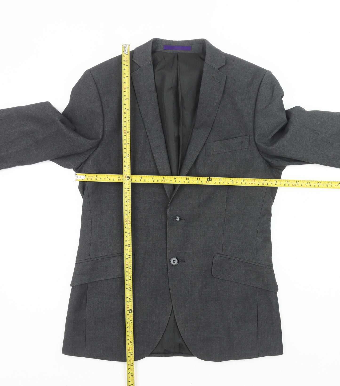 New Look Men’s Grey Blazer Jacket 36R Regular Fit Single Breasted