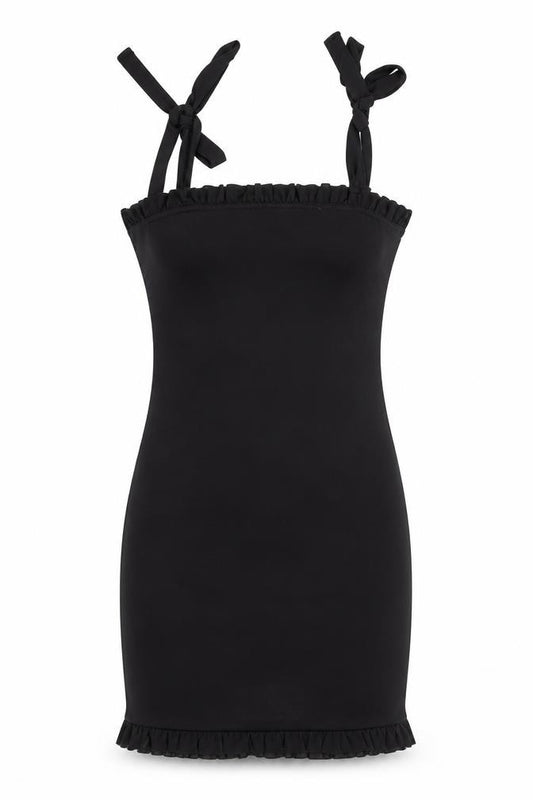 Front view of PRETTYLITTLETHING Women’s Black, size UK 6, Bodycon Mini Dress