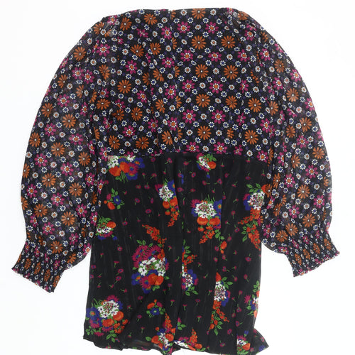 Warehouse Womens Plus Size 24 Multicoloured Floral A-Line Long Sleeve Knee Length Dress