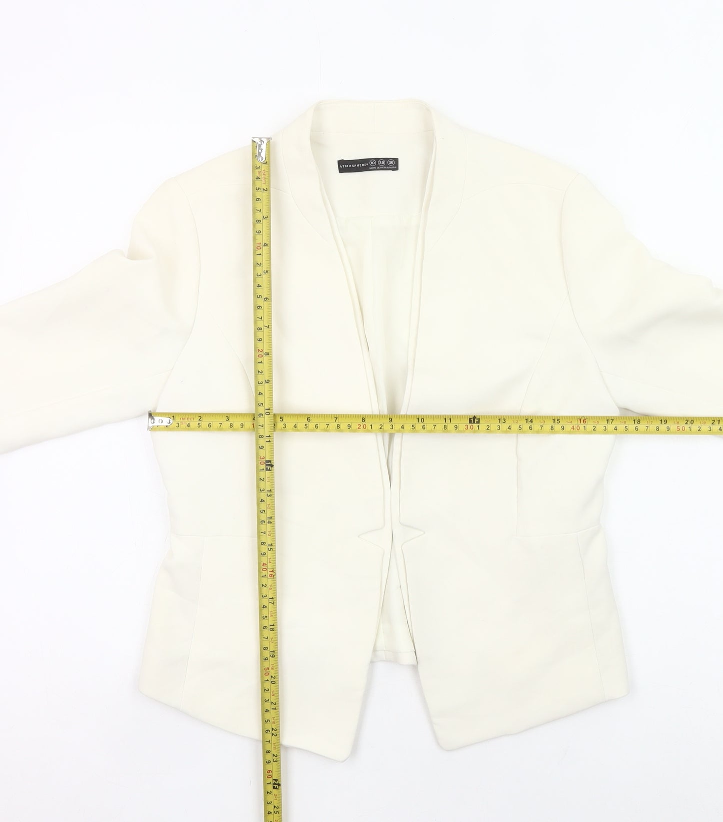 Atmosphere Women White Size 10 Shawl Collar Blazer Jacket