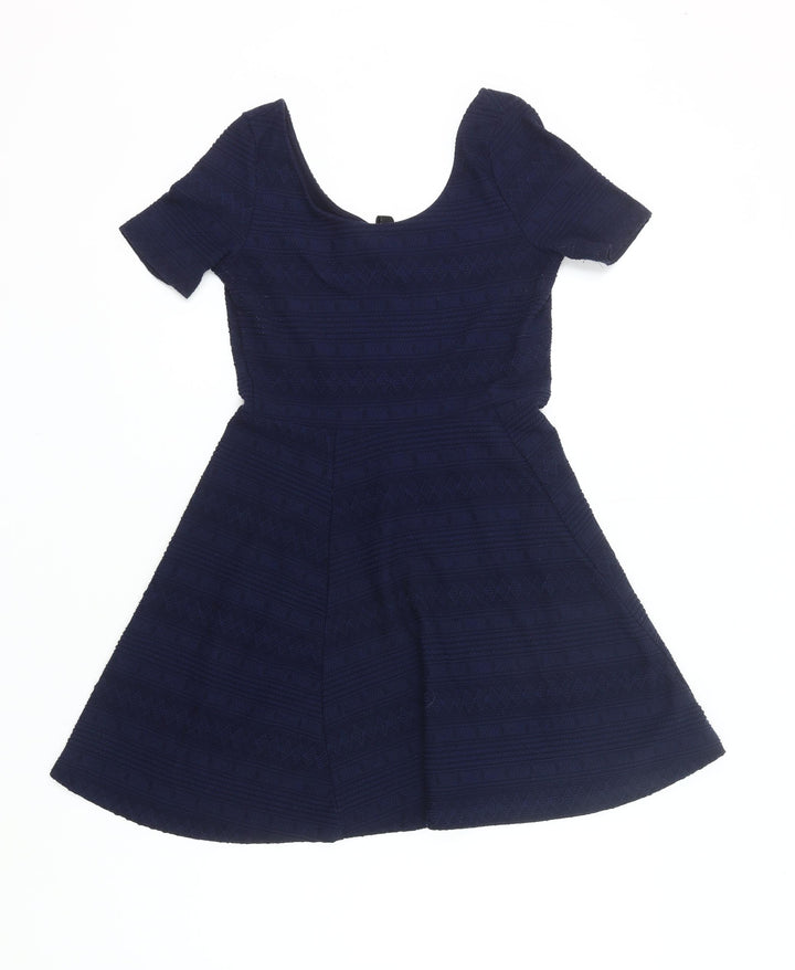 Divided Women’s Blue Skater Dress Size S Scoop Neck Short Sleeve