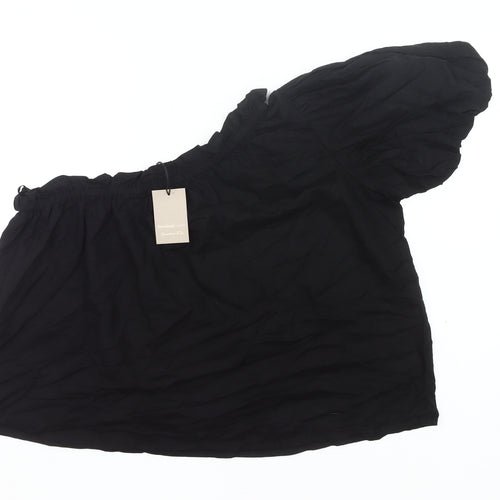 River Island Women’s Black One Shoulder Ruffle Blouse Size 16