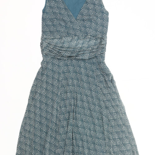Monsoon Women’s Blue Viscose Wrap Dress Size 10 Sleeveless