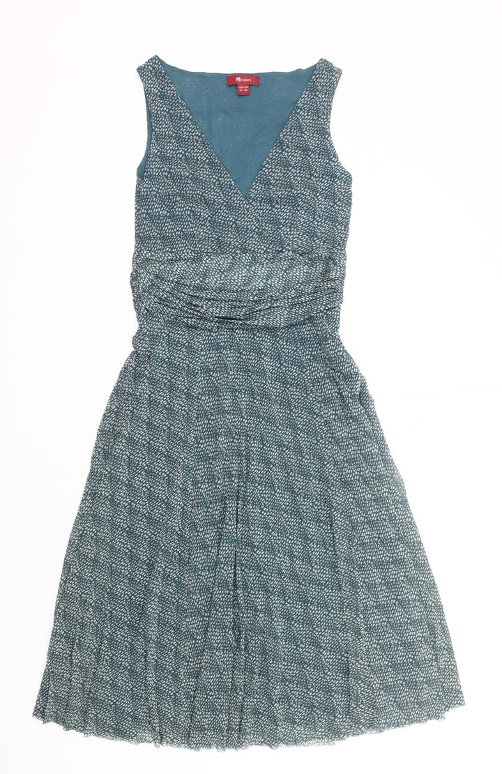 Monsoon Women’s Blue Viscose Wrap Dress Size 10 Sleeveless