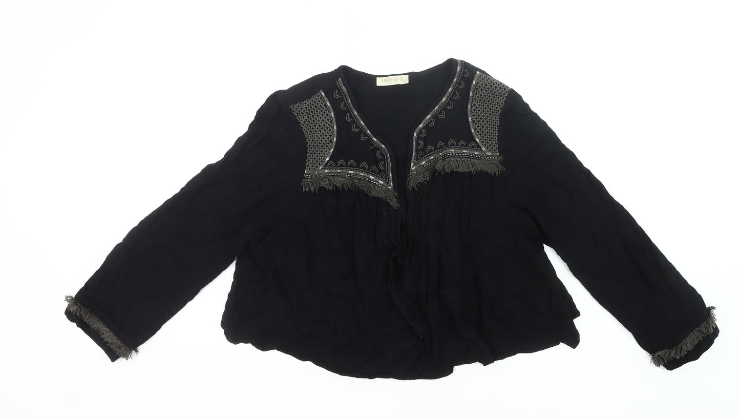 Marks and Spencer Women Black Size 20 Bohemian Embroidered Fringe Blouse