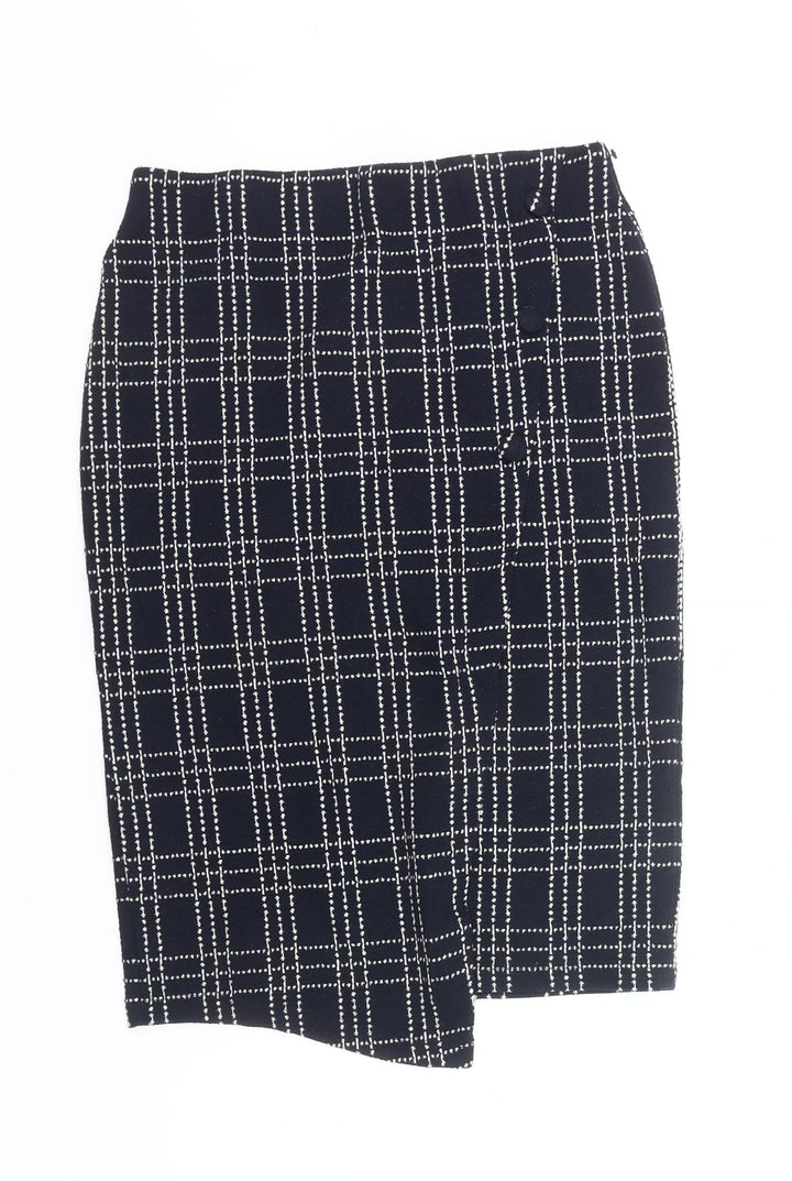 Next Women Black Check Pencil Skirt Size 12 Workwear