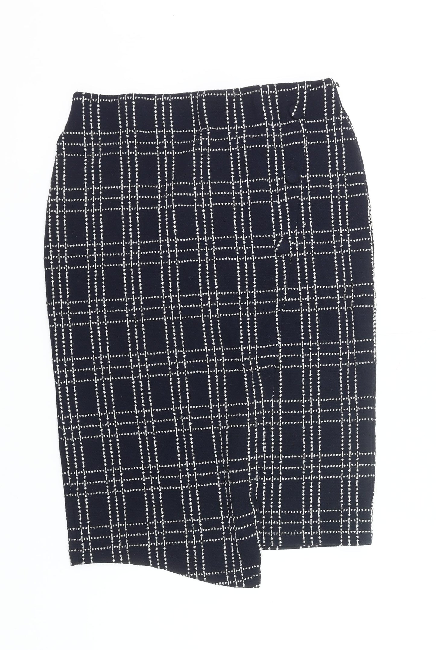 Next Women Black Check Pencil Skirt Size 12 Workwear