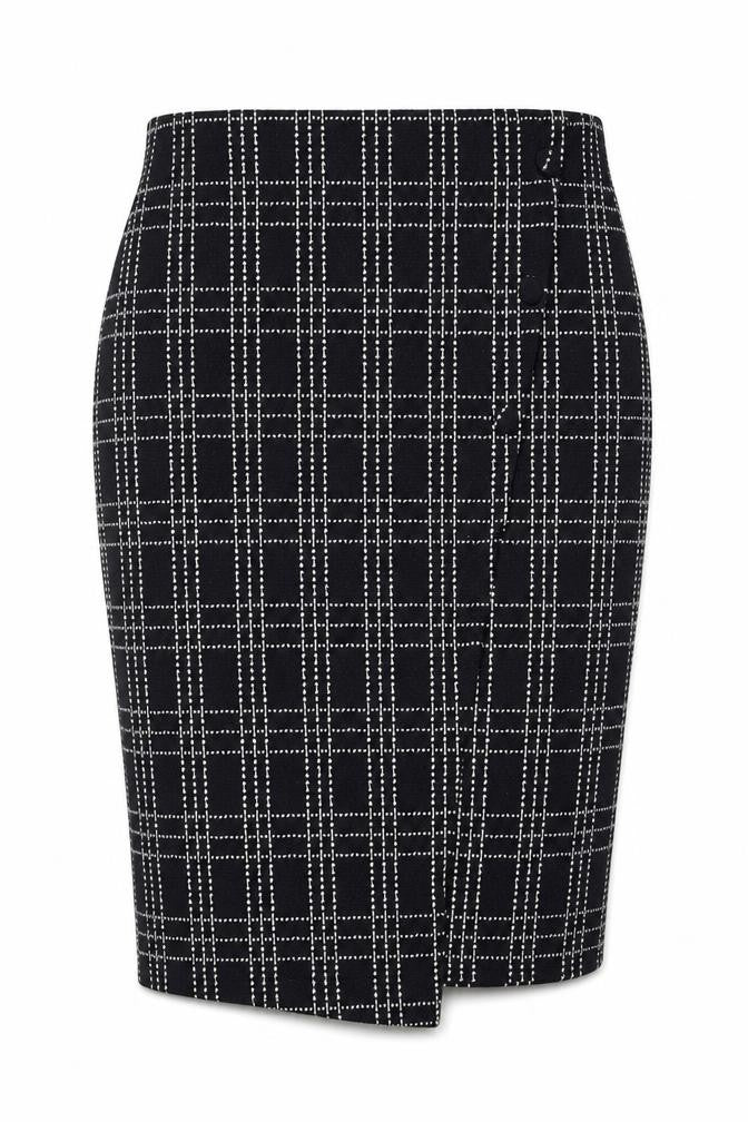 Front view of Next Women Black Check Pencil Skirt, size 12, Workwear