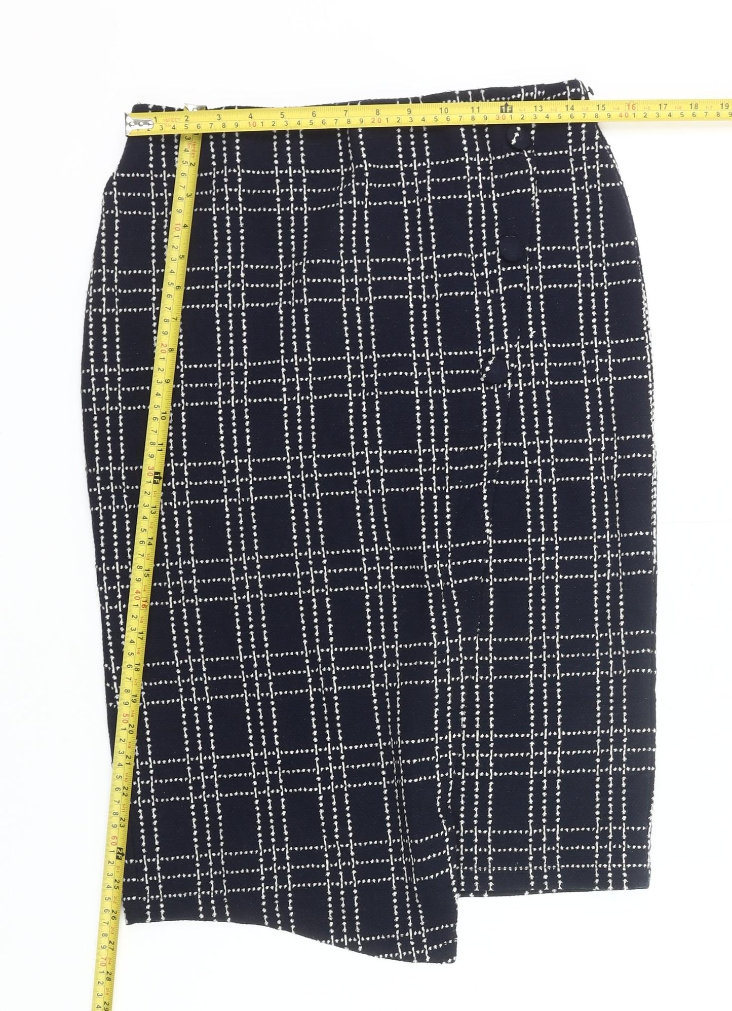 Next Women Black Check Pencil Skirt Size 12 Workwear