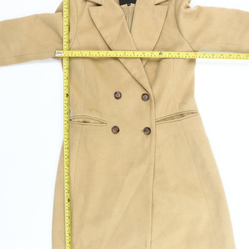 New Look Women Beige Size 6 Mid-Length Double Breasted Coat