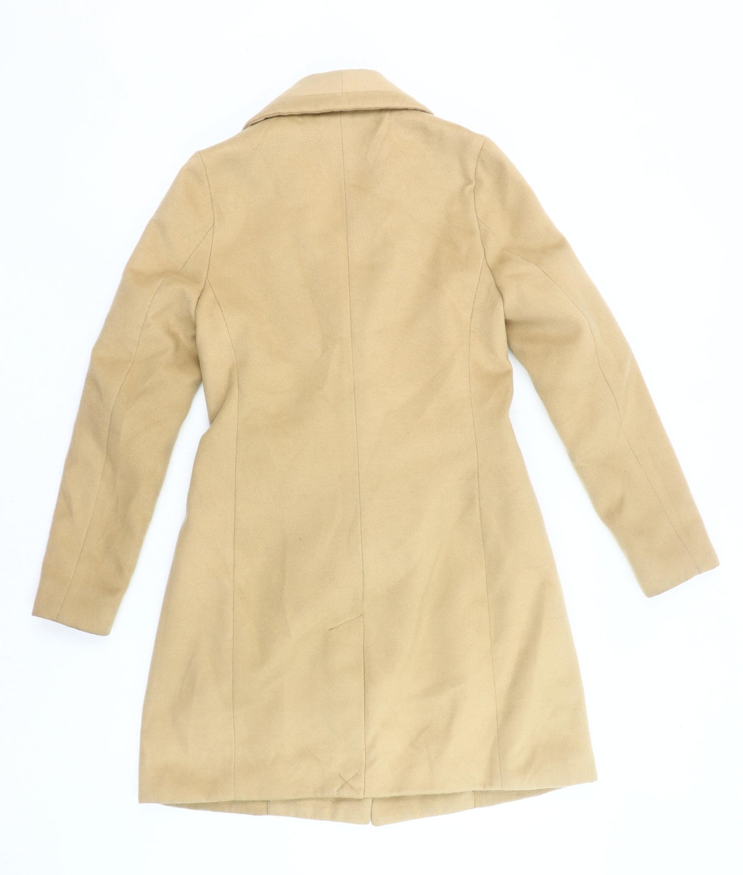 New Look Women Beige Size 6 Mid-Length Double Breasted Coat