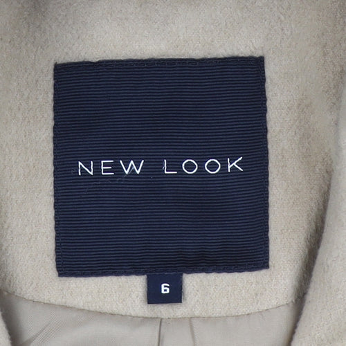 New Look Women Beige Size 6 Mid-Length Double Breasted Coat