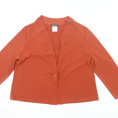 Kim & Co Women’s Brown Blouse Medium 3/4 Sleeve Jersey V-Neck