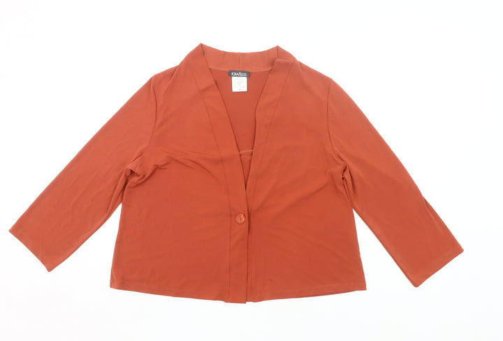 Kim & Co Women’s Brown Blouse Medium 3/4 Sleeve Jersey V-Neck