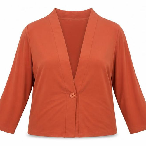 Kim & Co Women’s Brown Blouse Medium 3/4 Sleeve Jersey V-Neck