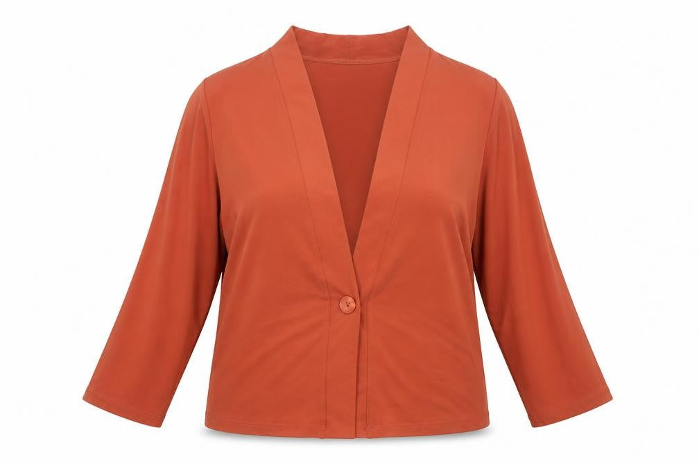 Kim & Co Women’s Brown Blouse Medium 3/4 Sleeve Jersey V-Neck