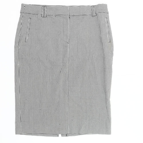 Marks and Spencer Womens Black Check Pencil Skirt Size 18 Long