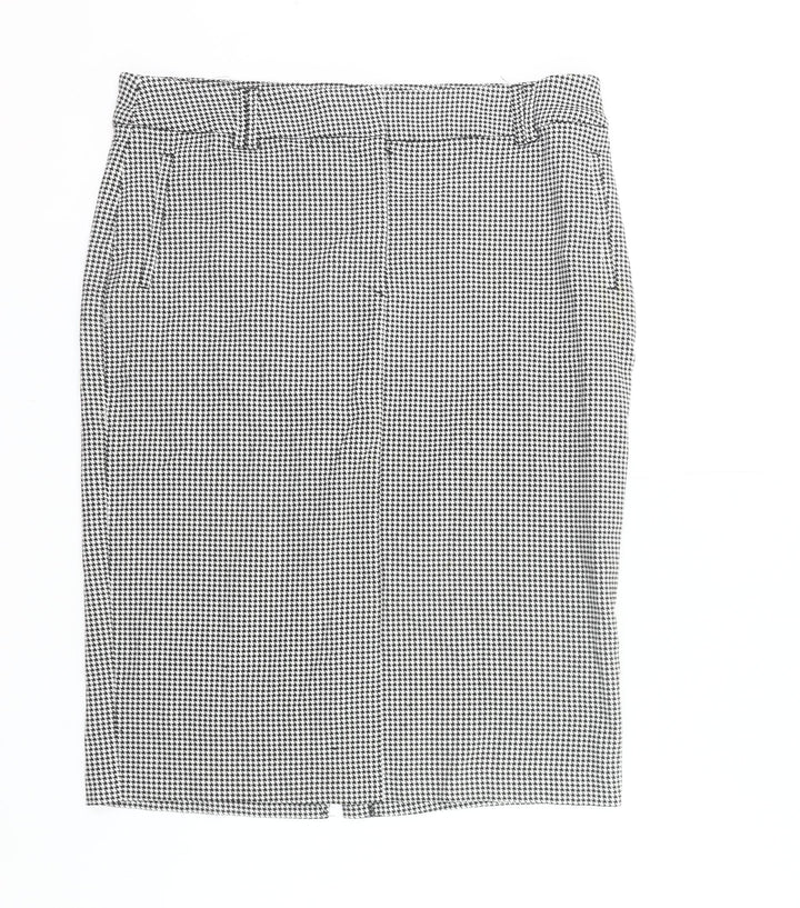 Marks and Spencer Womens Black Check Pencil Skirt Size 18 Long