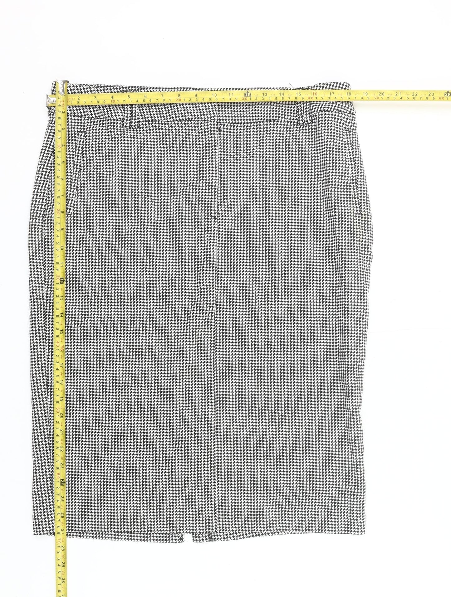 Marks and Spencer Womens Black Check Pencil Skirt Size 18 Long