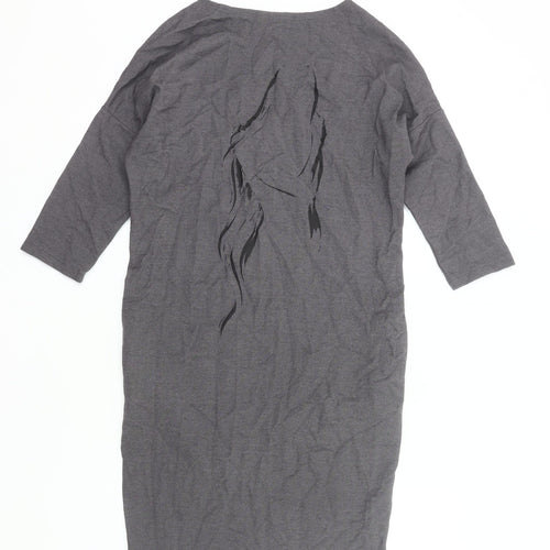Sapés Womens Grey XS Sheath Dress 3/4 Sleeve Boat Neck Casual Work
