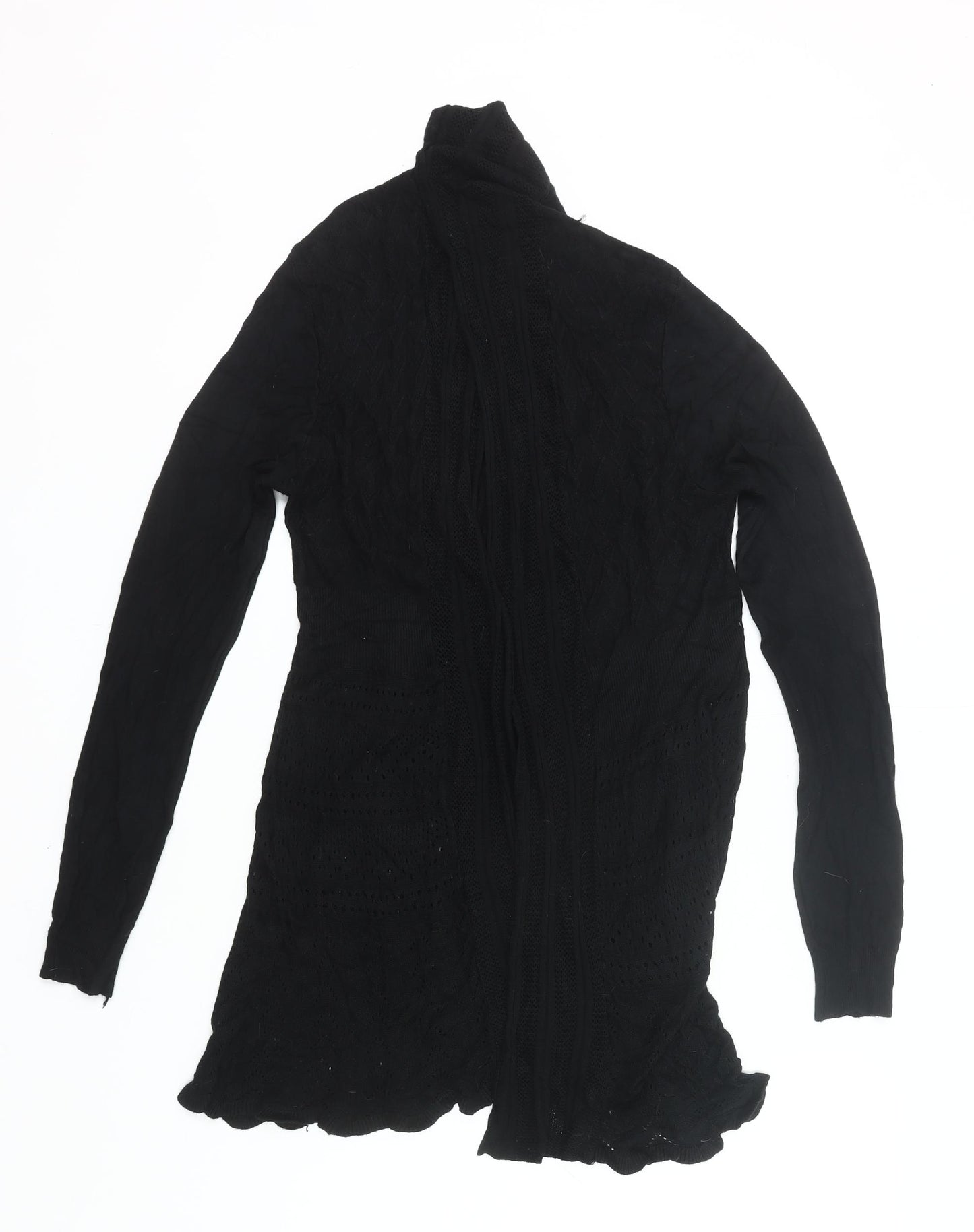 Izabel London Womens Black Size 12 Open Knit Long Sleeve Cardigan
