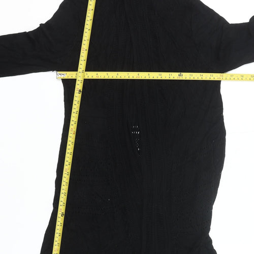 Izabel London Womens Black Size 12 Open Knit Long Sleeve Cardigan