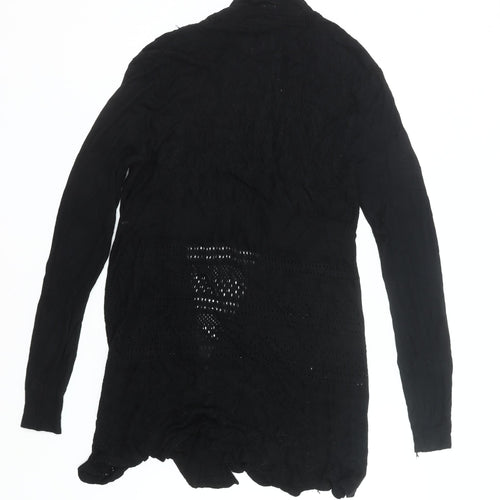 Izabel London Womens Black Size 12 Open Knit Long Sleeve Cardigan