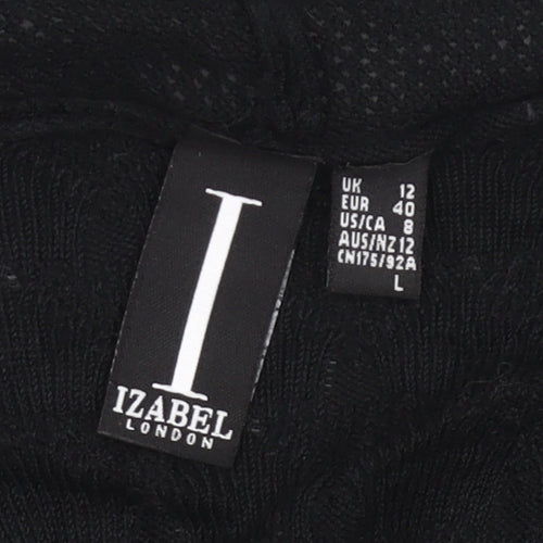 Izabel London Womens Black Size 12 Open Knit Long Sleeve Cardigan