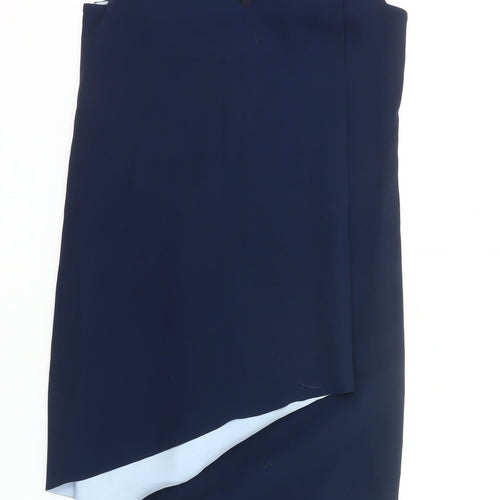 Next Women’s Blue Sheath Dress Size 6 Sleeveless V-Neck Asymmetric